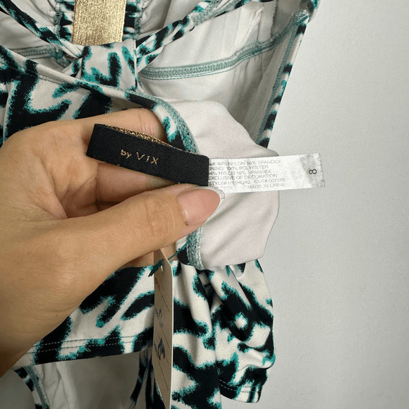 VIX by PAULA HERMANNY Halter open back one piece swimsuit bejeweled womens 8 - Picture 7 of 7